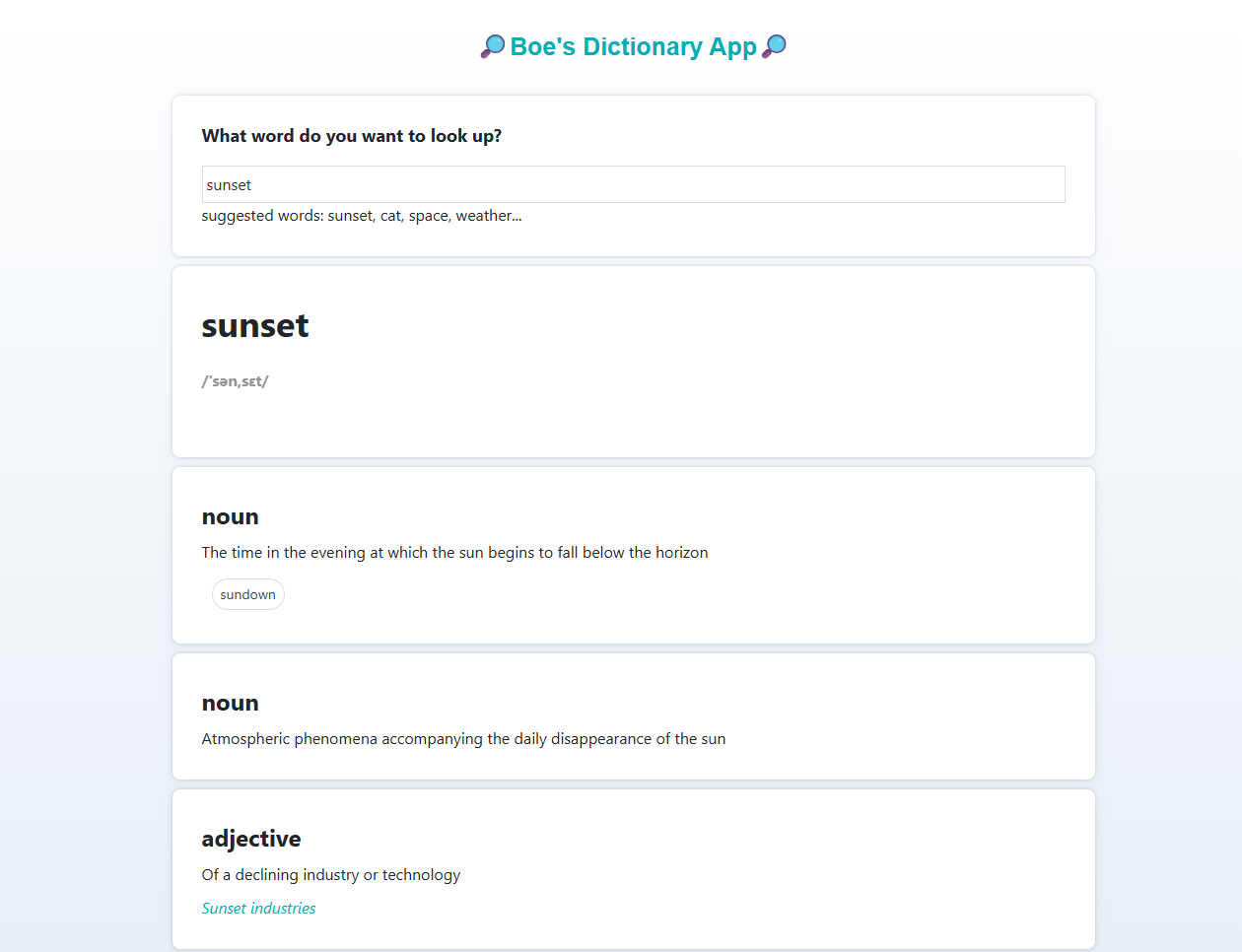 Dictionary Project Preview